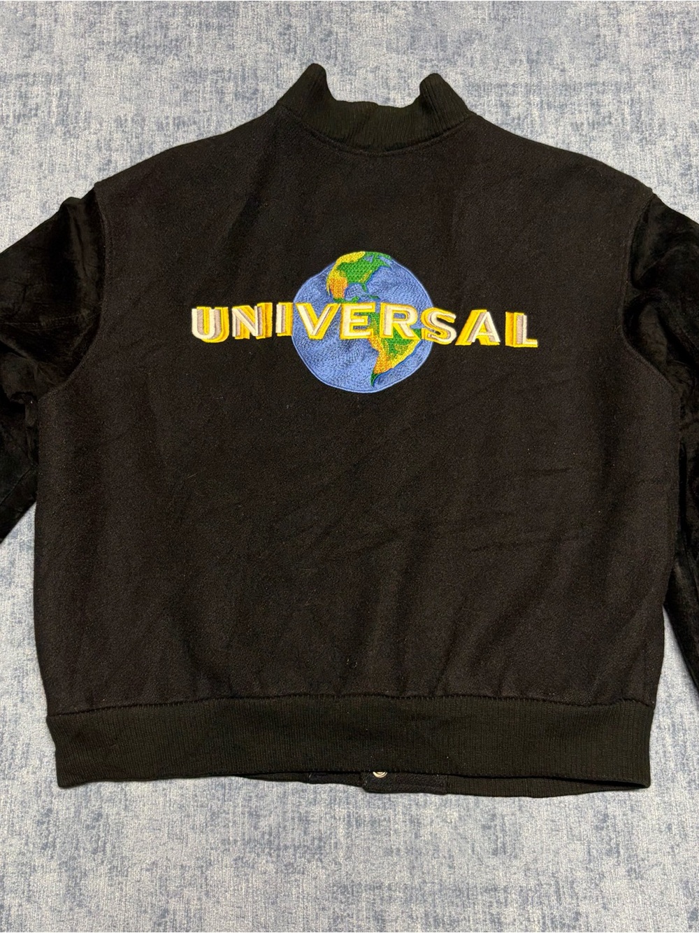 Vintage 90s Universal Studios Varsity Jacket Leather Wool Bomber Jacket Size L
